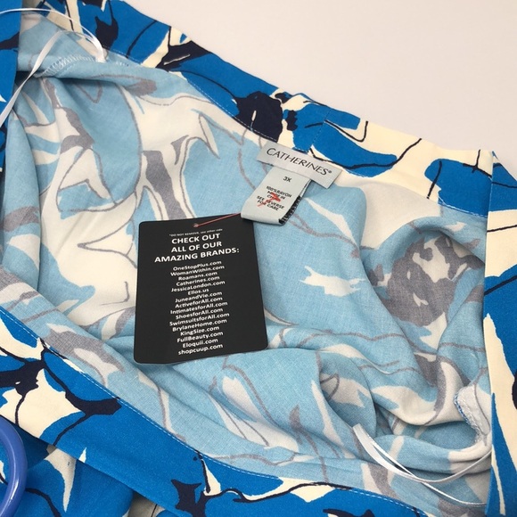 2/$30 NEW Catherines Duster Size 3X Alfresco Blue Black White Artsy Plus Size - Picture 8 of 15